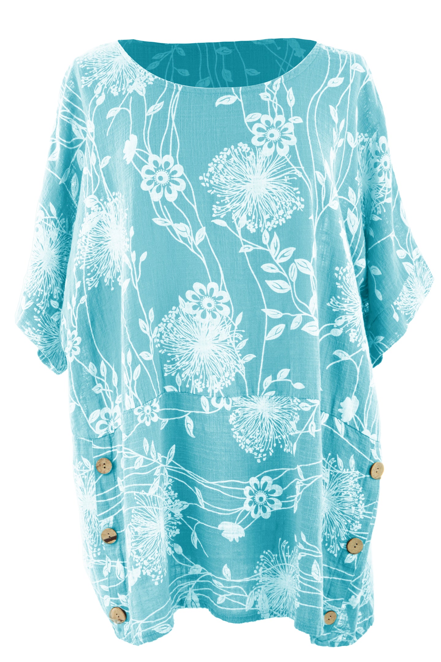 Dandelion Print Button Detail Top