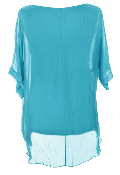 Frayed Hem Silk Top