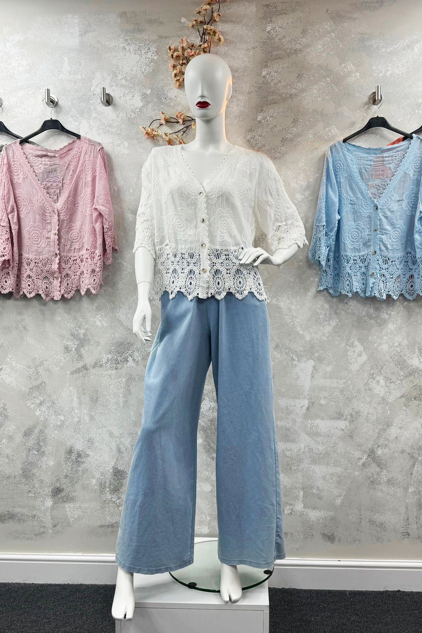 Crochet Trim Cotton Shirt