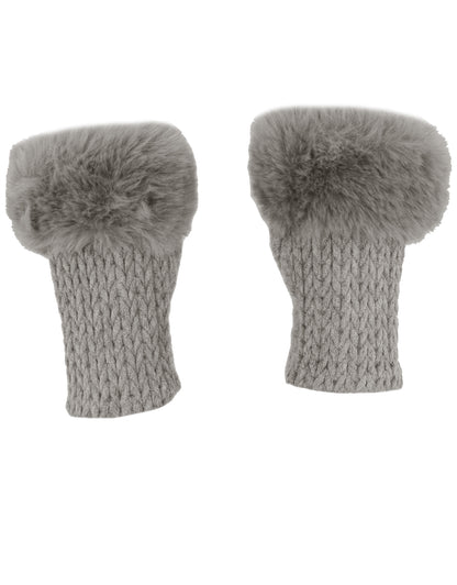 Faux Fur Cashmere Knit Fingerless Gloves