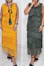 Load image into Gallery viewer, Sleeveless Frayed Detail Silk Midi

