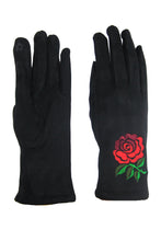 Load image into Gallery viewer, Rose Embroidery Suede Gloves
