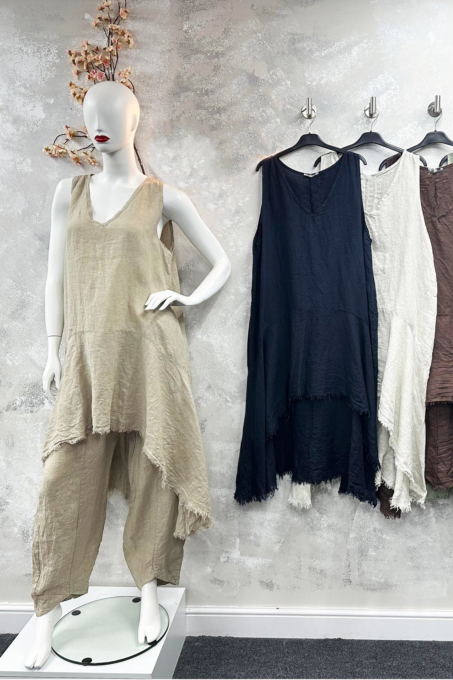 Sleeveless High Low Linen Dress