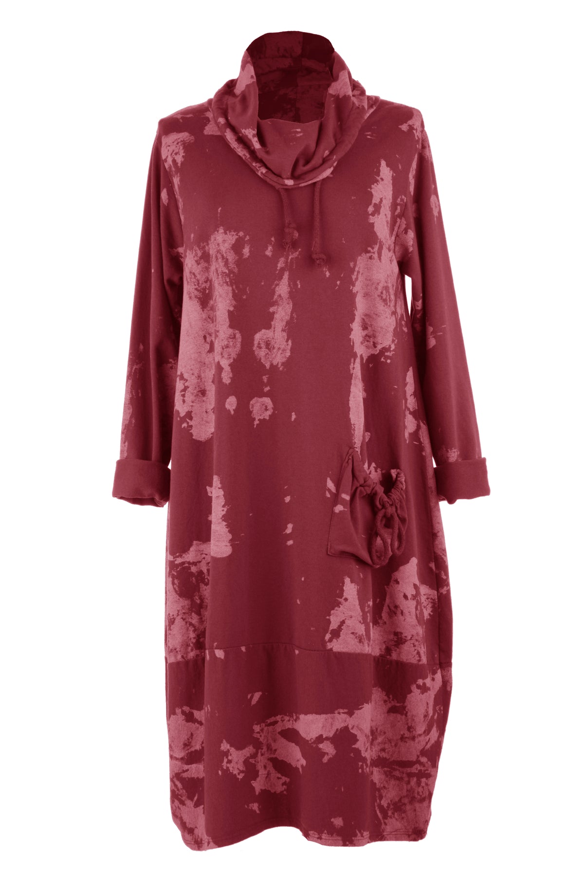 Abstract Print Cowl Neck Dress