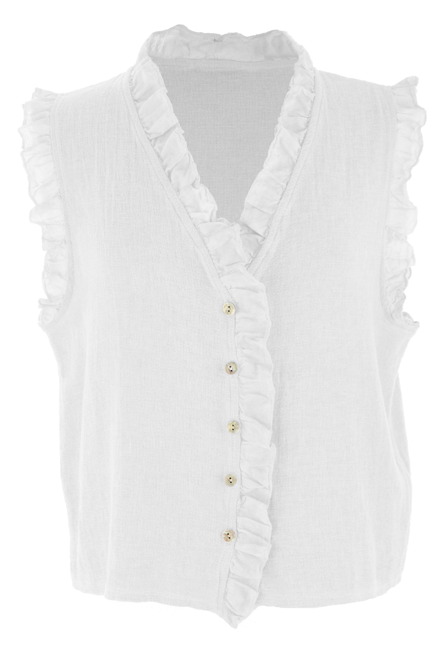 Sleeveless Frill Trim Teabag Top