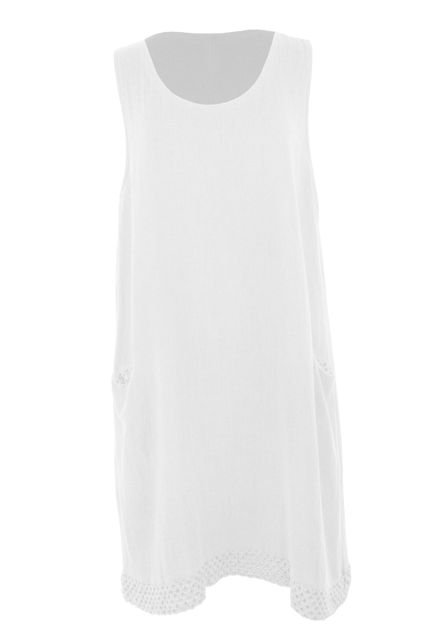 Sleeveless 2 Pocket Teabag Linen Dress