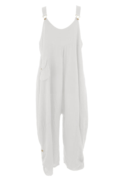 Flap Pocket Linen Jumpsuit