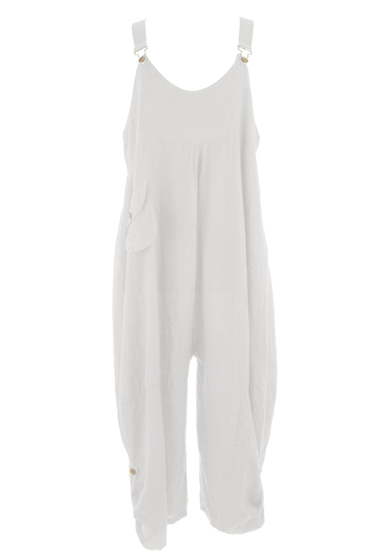 Flap Pocket Linen Jumpsuit