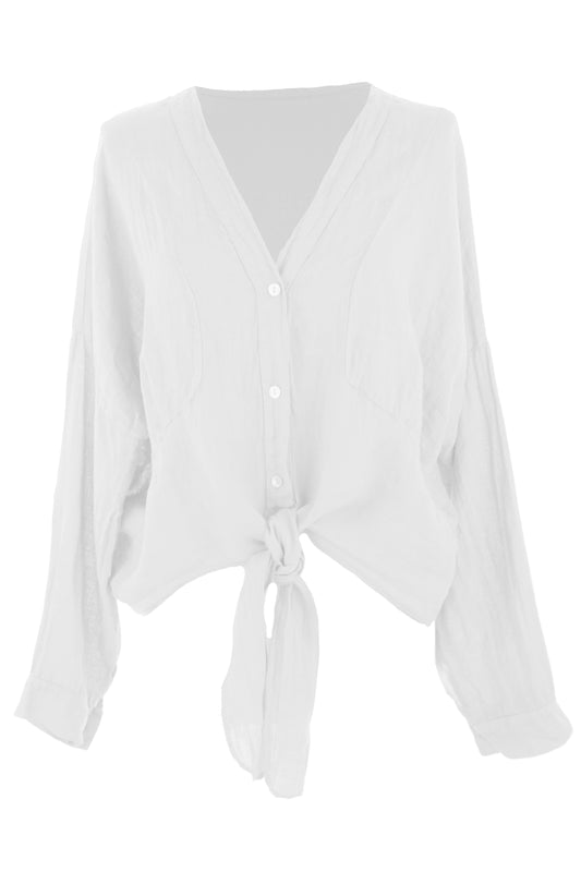 Tie Front Linen Shirt