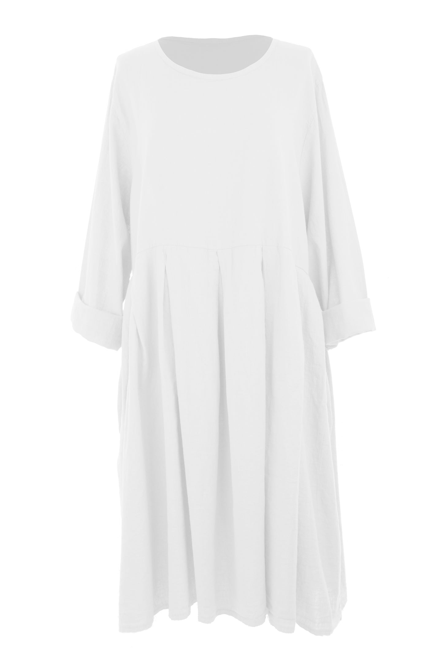 Pleat Detail Linen Dress