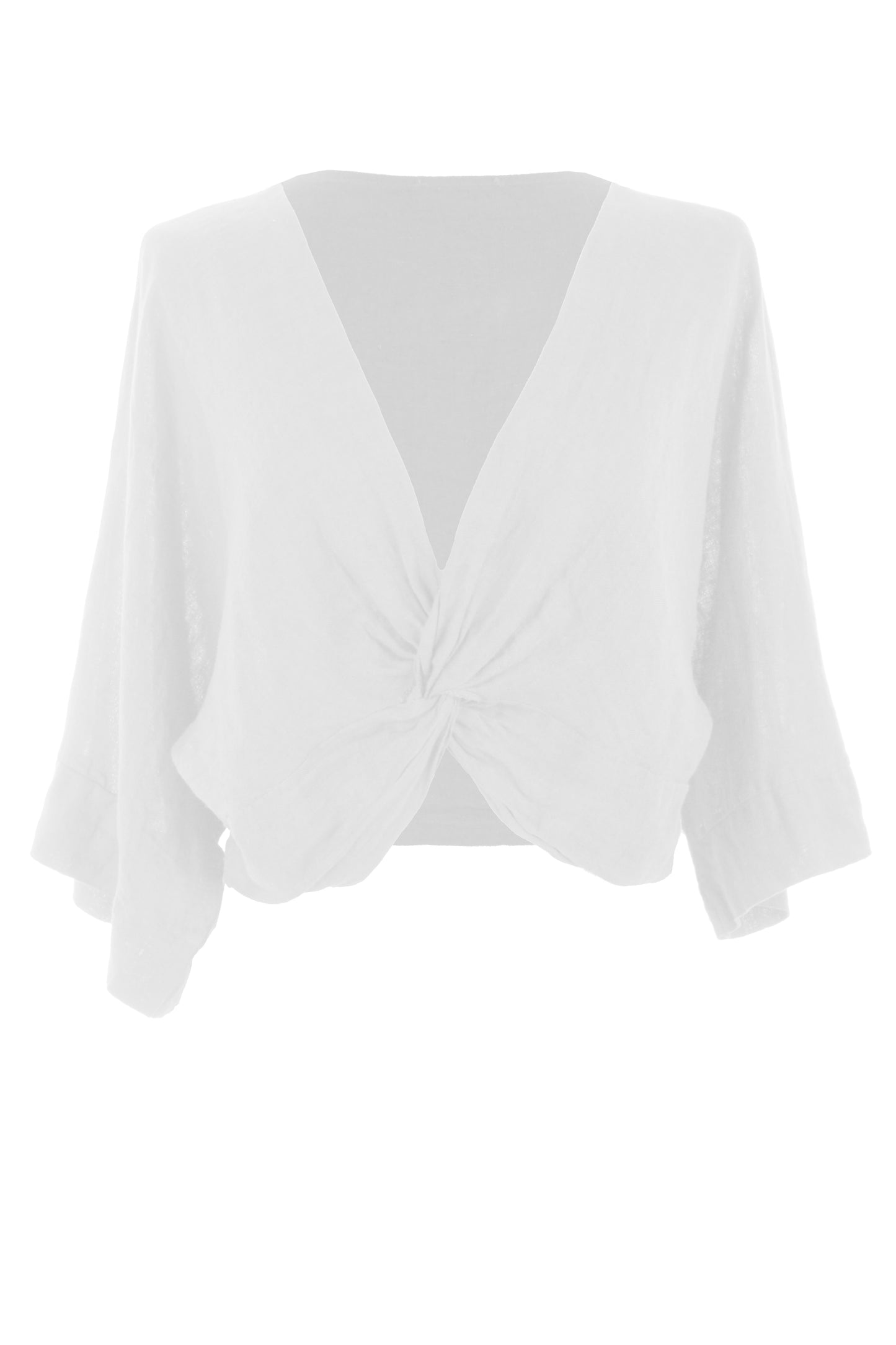 Twist Front Linen Crop Top