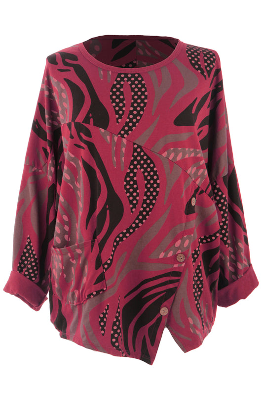 3 Button Printed Top