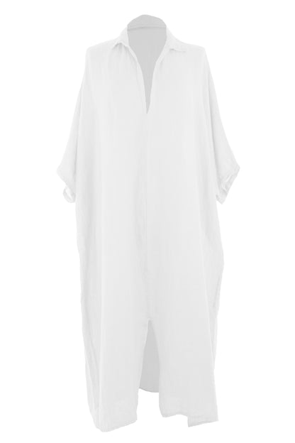 Batwing Collar Tulip Linen Midi