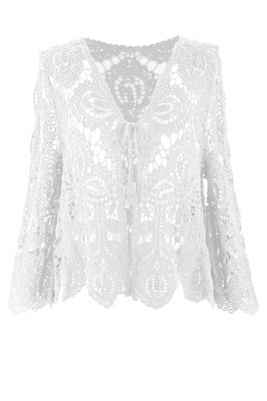 Tie Front Crochet Cardigan