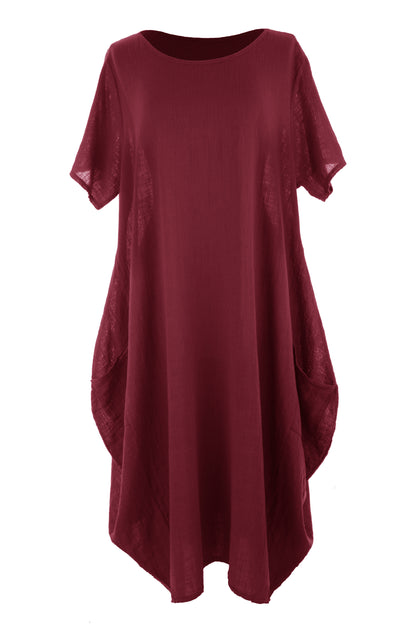 2 Pocket Cotton Tulip Midi Dress