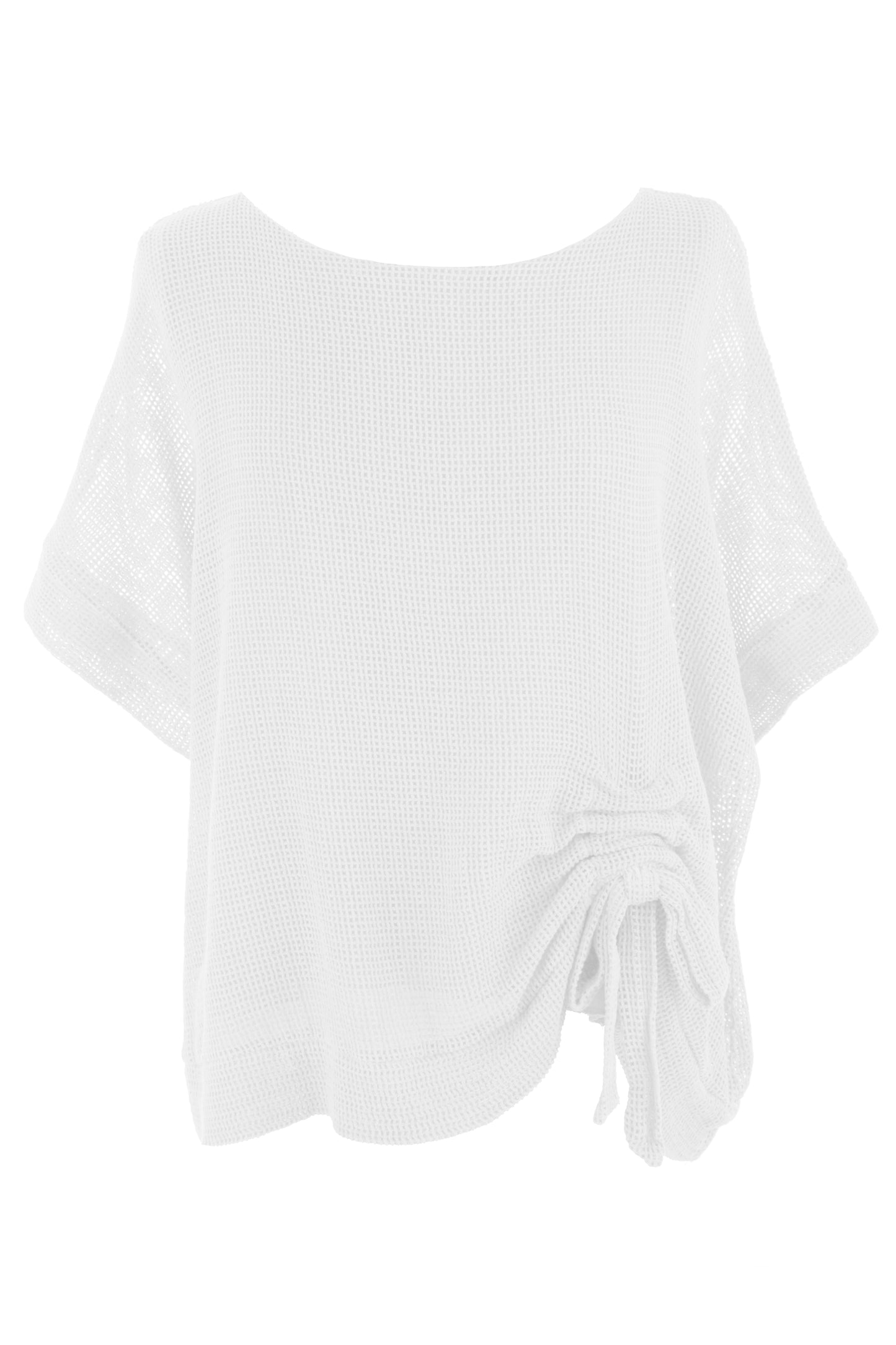 Tie Ruched Detail Mesh Top