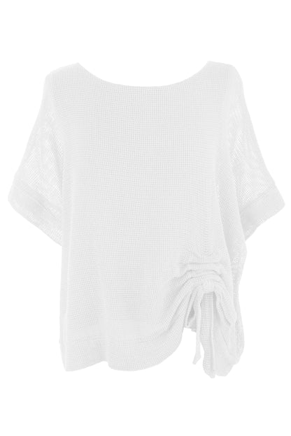 Tie Ruched Detail Mesh Top
