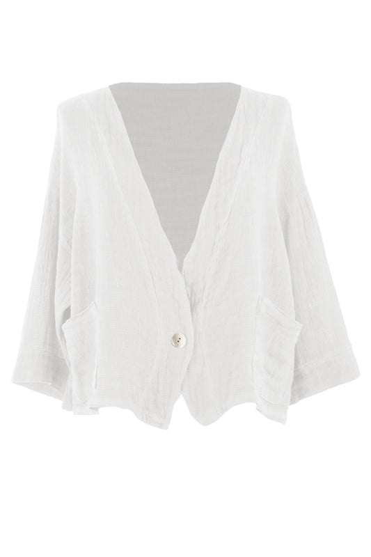 One Button Teabag Linen Jacket