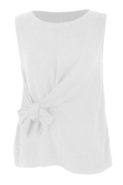 Side Tie Teabag Linen Top