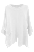 Load image into Gallery viewer, V Cutout Hem Linen Teabag Top
