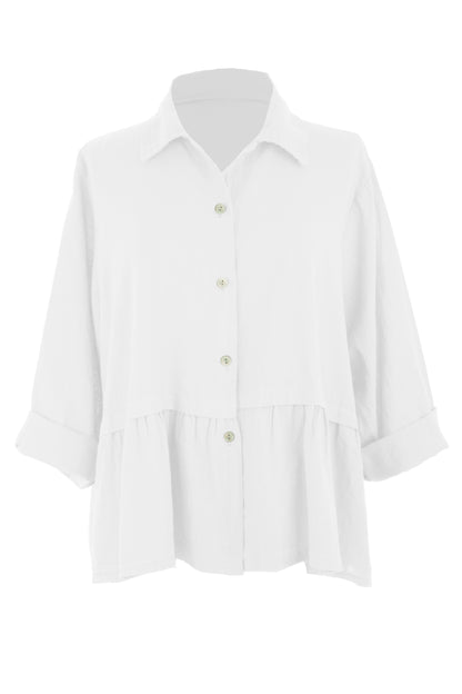 Frill Panel Linen Shirt