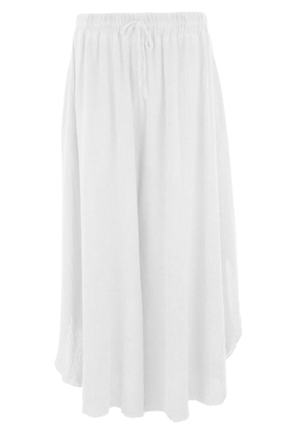 Side Slit Wide Leg Teabag Linen Trouser