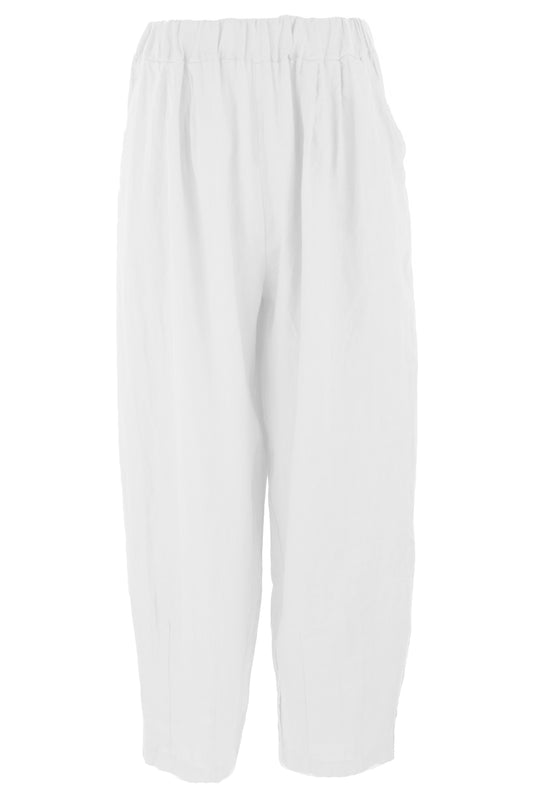 Pintuck Tapered Leg Linen Trouser