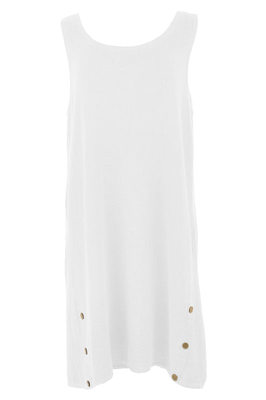 Sleeveless Button Detail Teabag Linen Dress