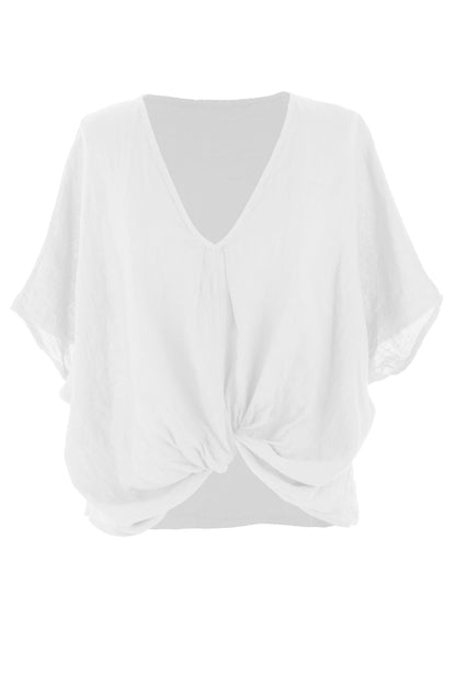 Twist Hem Linen Top