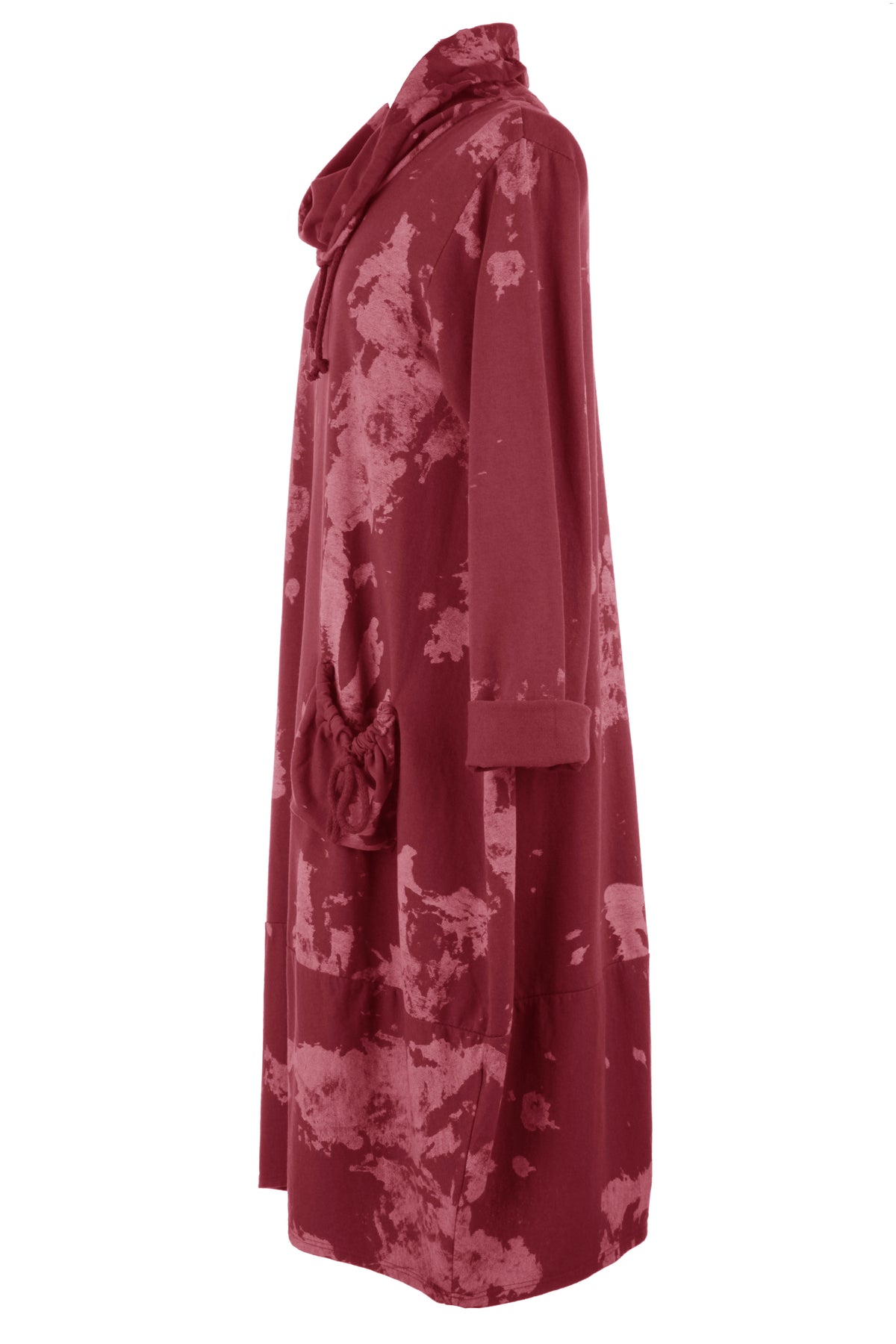 Abstract Print Cowl Neck Dress