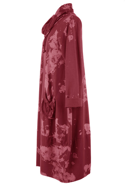Abstract Print Cowl Neck Dress