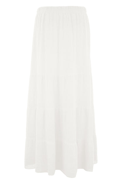 Tiered Teabag Linen Maxi Skirt