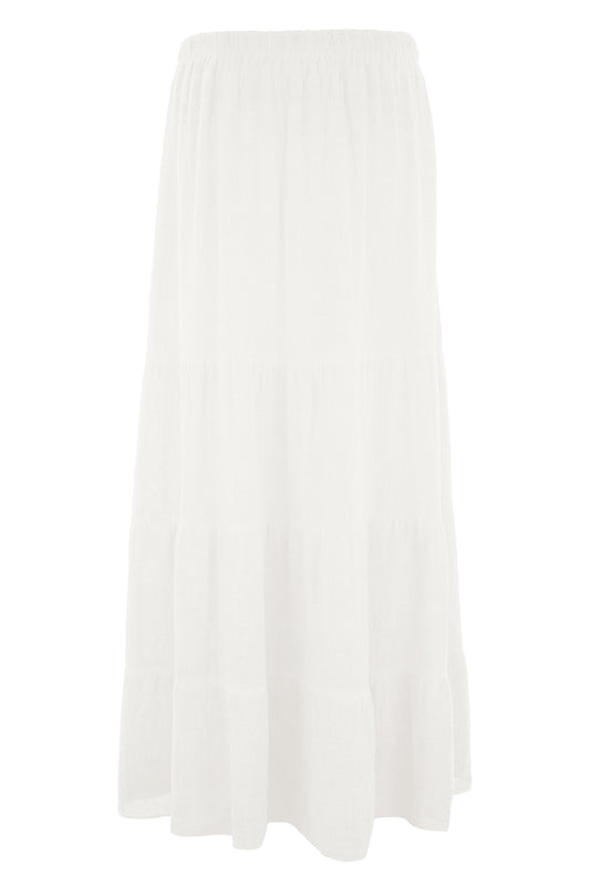 Tiered Teabag Linen Maxi Skirt