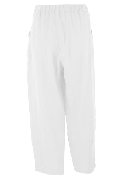 Pintuck Tapered Leg Linen Trouser