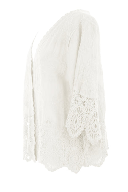 Crochet Trim Cotton Shirt
