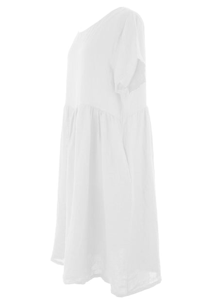 Short Sleeve 2 Pocket Linen Dress