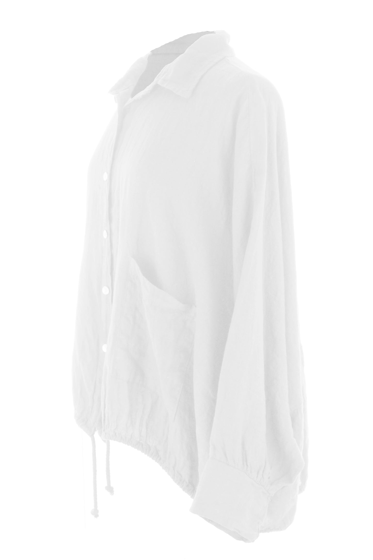 Drawstring Hem Linen Shirt