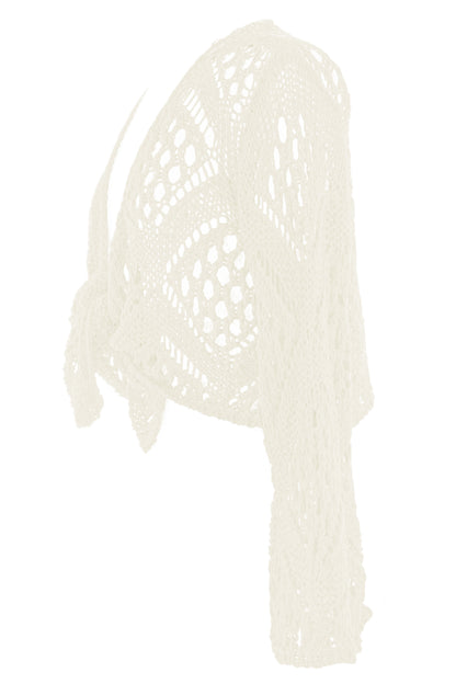 Tie Front Crochet Shrug