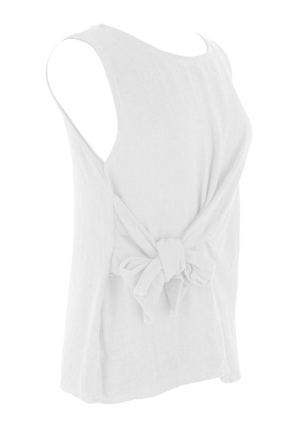 Side Tie Teabag Linen Top