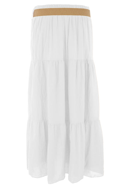 Tiered Midi Skirt with Belt