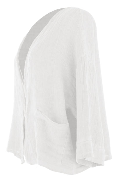 One Button Teabag Linen Jacket