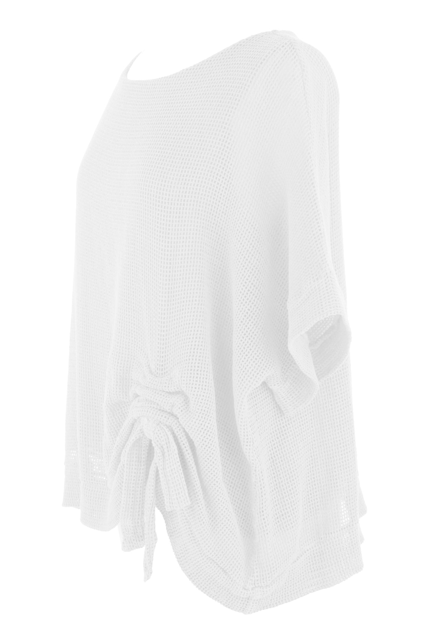 Tie Ruched Detail Mesh Top