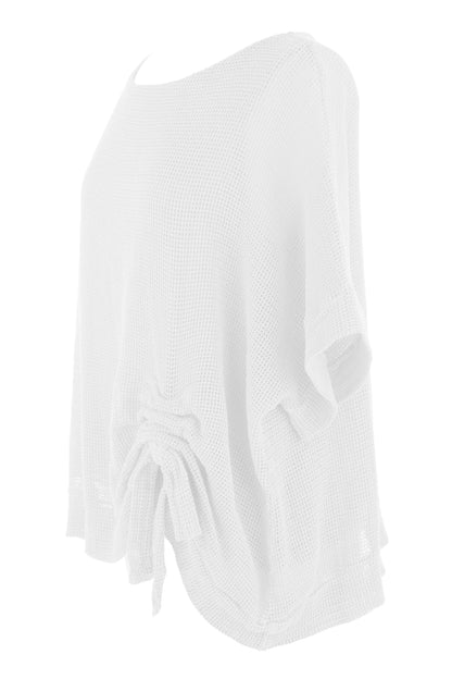 Tie Ruched Detail Mesh Top