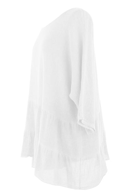 Tiered Hopsack Linen Top