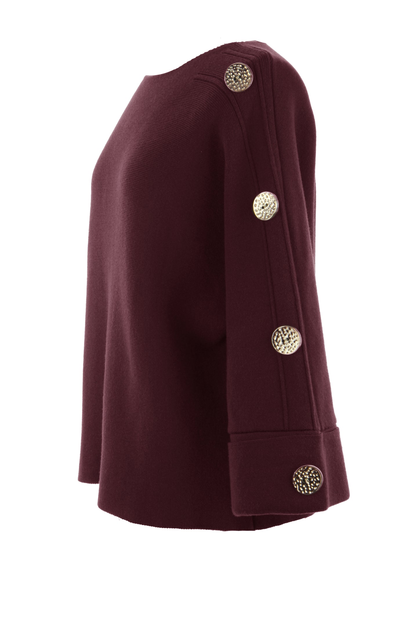 Button Detail 3/4 Sleeve Heavy Knit Jumper