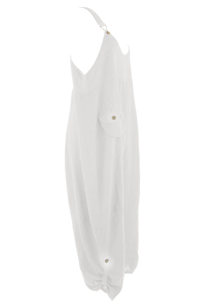 Flap Pocket Linen Jumpsuit