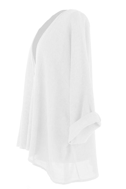 One Button Linen Cardigan