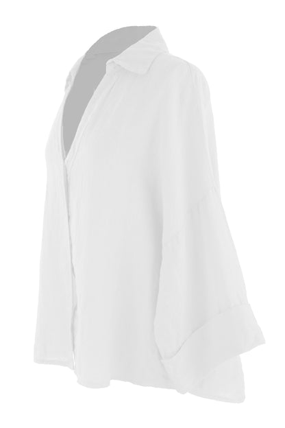 Collar V Neck Linen Shirt