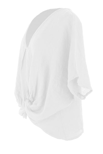 Twist Hem Linen Top