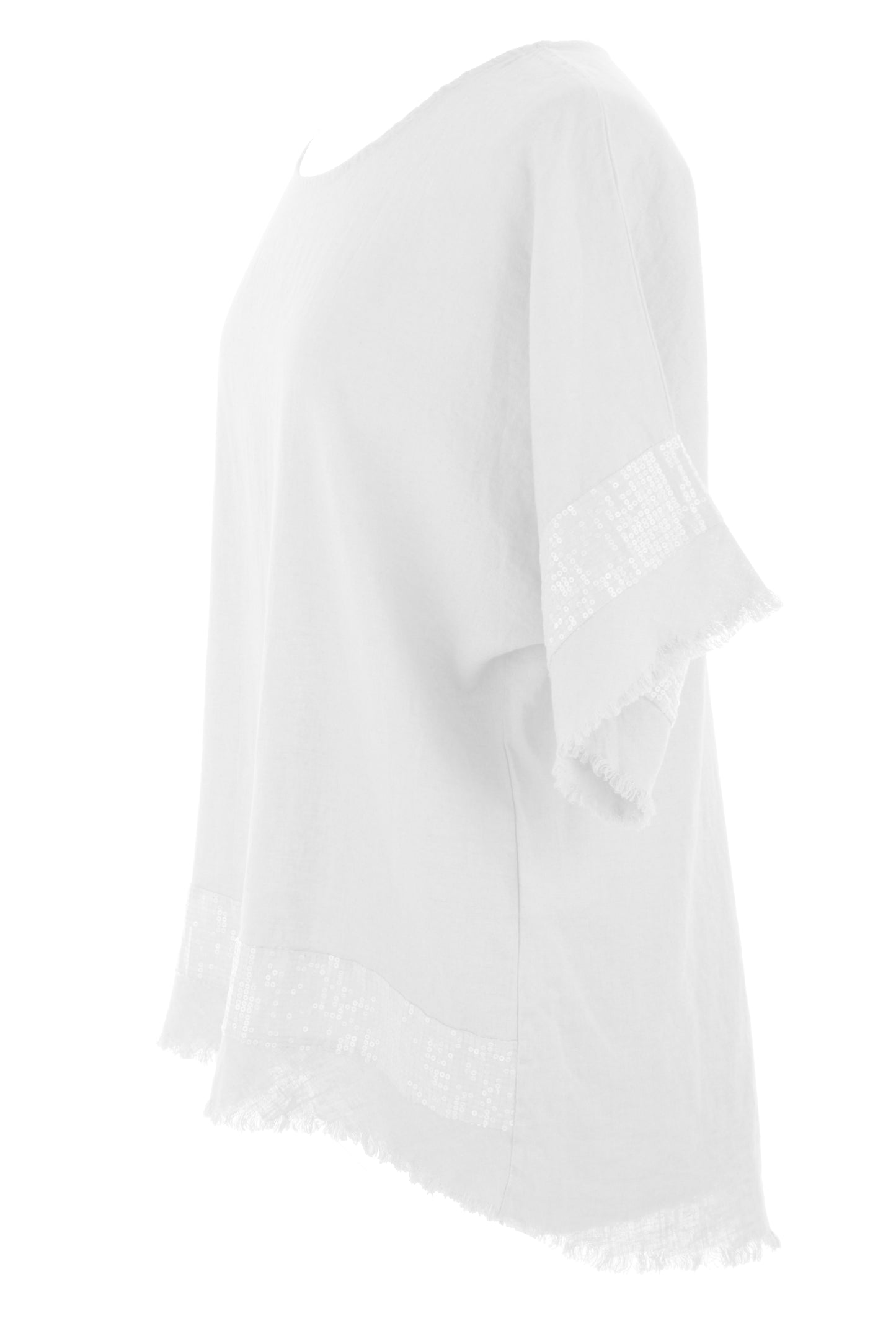 Sequin Trim Linen Top